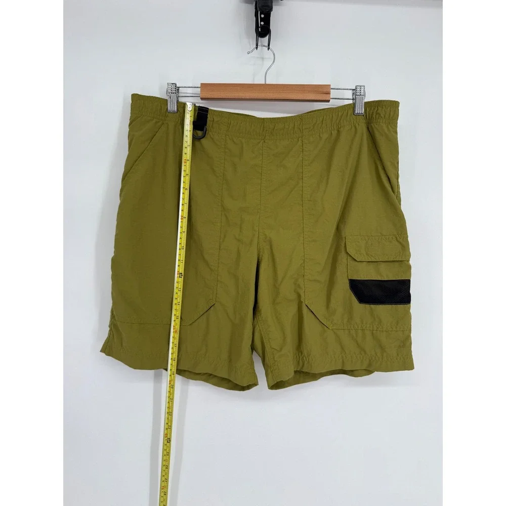 Eddie Bauer Mens Large Olive Green‎ Nylon Cargo Swim Shorts Mesh Lined Hiking L